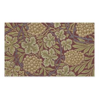 William Morris Vine Grape Red Green Art Rectangular Sticker