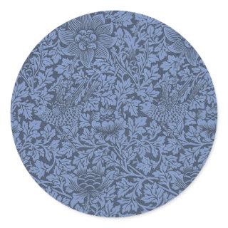 William Morris Vintage Pattern Bird and Anemone   Classic Round Sticker