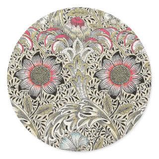 william morris wallpaper classic antique floral  classic round sticker