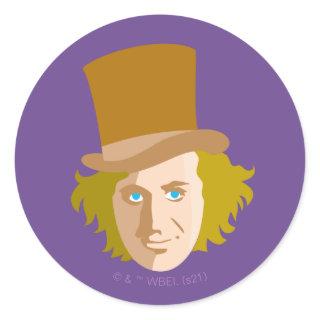 Willy Wonka Stenciled Face Graphic Classic Round Sticker