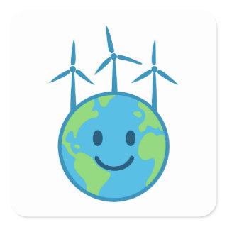Wind Power for a Clean Earth Square Sticker