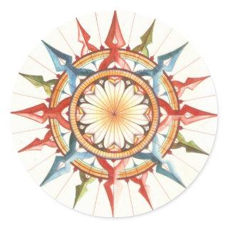 wind rose, compass classic round sticker