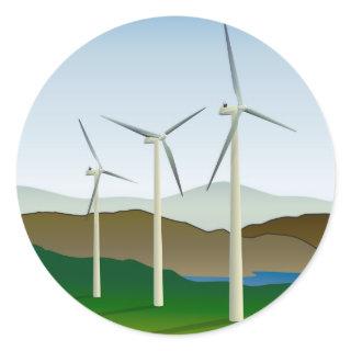 Wind Turbine by Lake Classic Round Sticker