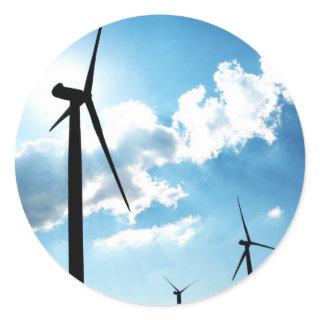 Wind turbine classic round sticker
