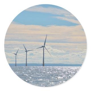 Wind Turbines Classic Round Sticker