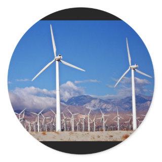 Wind turbines classic round sticker