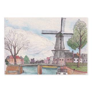Windmill De Adriaan Haarlem Netherlands Watercolor  Sheets
