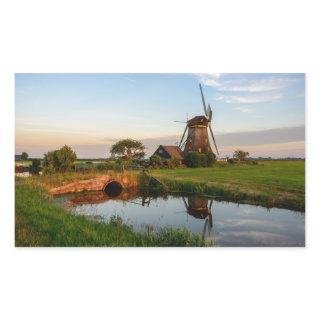 Windmill in rural Holland rectangular sticker