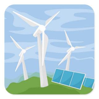 Windmills and Solar Cells Square Sticker