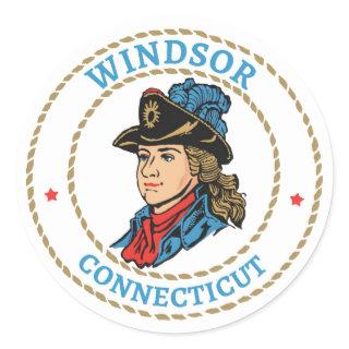 Windsor Connecticut Colonial Classic Round Sticker