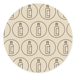 wine bottle pattern classic round sticker
