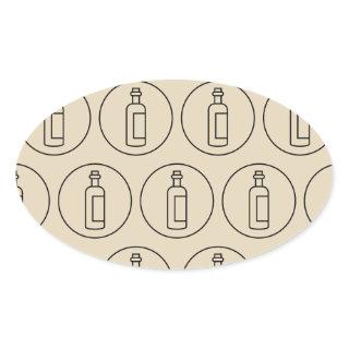 wine bottle pattern oval sticker