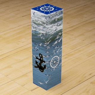 Wine Box - Ocean Gulls and Nautical Theme