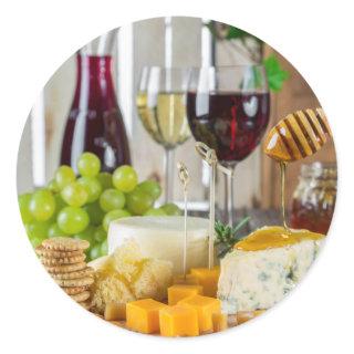 Wine & Cheese Appetizers Round Stickers