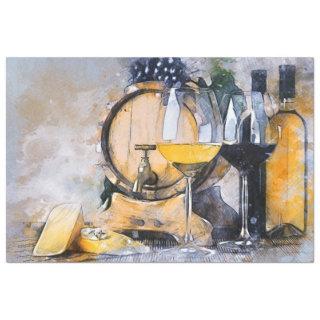 Wine Cheese Kitchen 20x30 Decoupage Tissue Paper