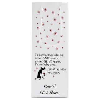 Wine for Dinner Funny Wine Quote Wine Gift Bag