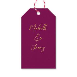 Wine & Gold Colors Professional Trendy Modern Gift Tags