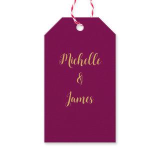 Wine & Gold Colors Professional Trendy Modern Gift Tags