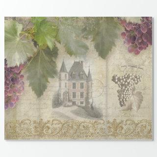 Wine Grape Script Ephemera Vineyard French Chateau