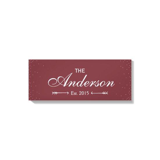 Wine Red Family Established Family Name Sign