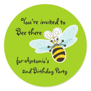 Wing-Nutz™_Bumble Bee (Buzz)_2nd Birthday Party Classic Round Sticker
