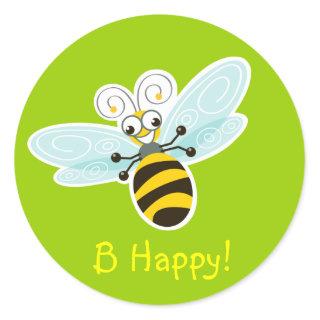 Wing-Nutz™_Bumble Bee (Buzz)_ B Happy! Classic Round Sticker