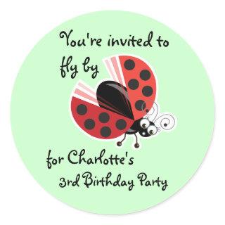 Wing-Nutz™_Ladybug (Dotty)_ 3rd Birthday Party Classic Round Sticker