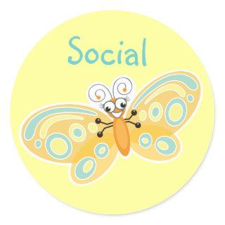Wing-Nutz™_Social Butterfly (Beatrice)_ Sweet&Fun Classic Round Sticker