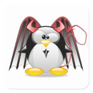 Winged Devil Tux Square Sticker