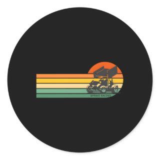 Winged Sprint Car Dirt Track Racing Classic Round Sticker