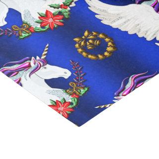 Winged Unicorn Blue Christmas Tissue Paper
