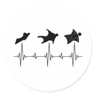 Wingsuit flying Base Jumping Skydiving Heartbeat Classic Round Sticker