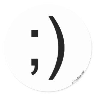 Wink emoticon classic round sticker