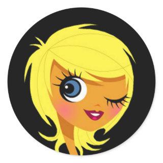 Winking Blonde Stickers