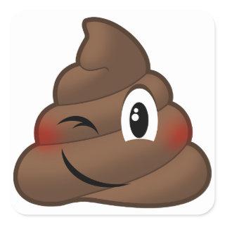 Winking Poop Emoji Square Sticker