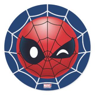 Winking Spider-Man Emoji Classic Round Sticker