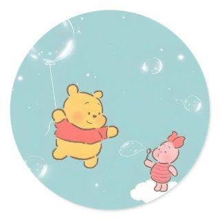 Winnie the Pooh bubbles  Classic Round Sticker