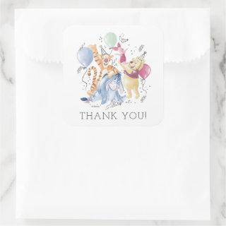 Winnie the Pooh & Pals - Balloons Thank You Square Sticker