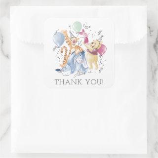 Winnie the Pooh & Pals - Balloons Thank You Square Sticker