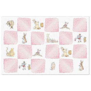 Winnie the Pooh Pink Check Tissue Paper