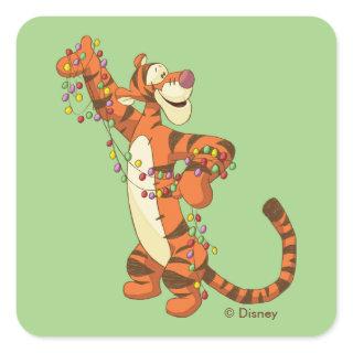 Winnie the Pooh | Tigger Christmas Lights Square Sticker