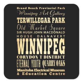 Winnipeg City of Canada Typography Art Square Sticker
