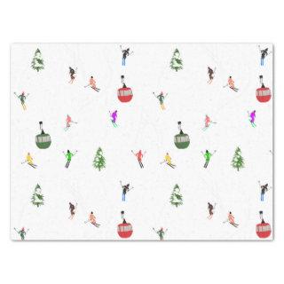 Winter Alpine Skiers Skiing Ski Skis Pattern Tissue Paper