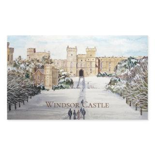 Winter at Windsor Castle Landscape Painting Rectangular Sticker