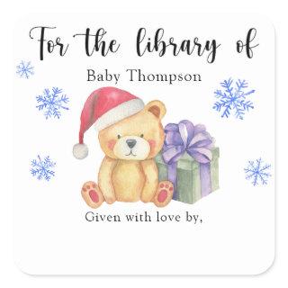 Winter Baby Shower bookplate, books for baby Square Sticker