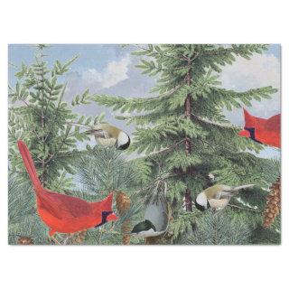 Winter Bird Forest Cardinal Chickadee Nuthatch Sky Tissue Paper