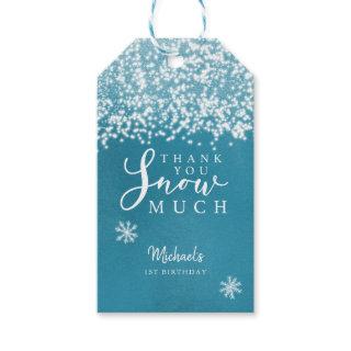Winter Blue Birthday Party Thank You Snow Much Gift Tags