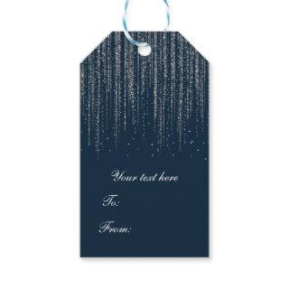 Winter Blue & Silver Sparkling Ice Lights Wedding Gift Tags