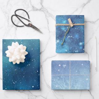 Winter blue Snow Glitter Sky Christmas festive  Sheets