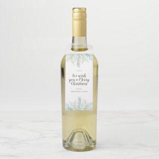 Winter Branches Modern Watercolor Bottle Hanger Tag